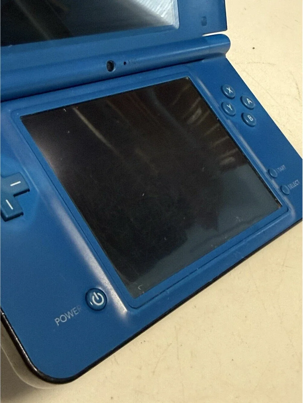 Nintendo DS XL Midnight Blue Console , ( Parts ) No Charger , Broken Hinge, Read